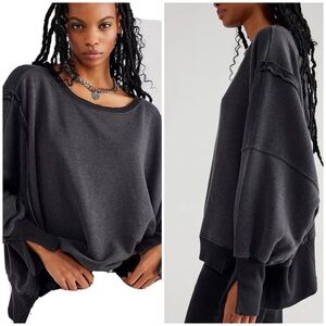 Free People Camden Sweatshirt NWT SZ XS Black